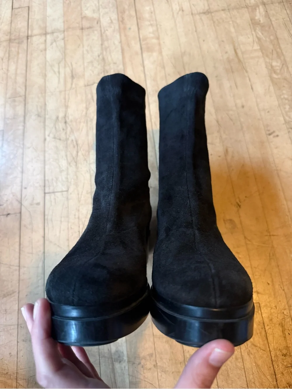ROBERT CLERGERIE Suede Sock Ankle Boots Pull On Platform Goth Chunky Mod 7.5